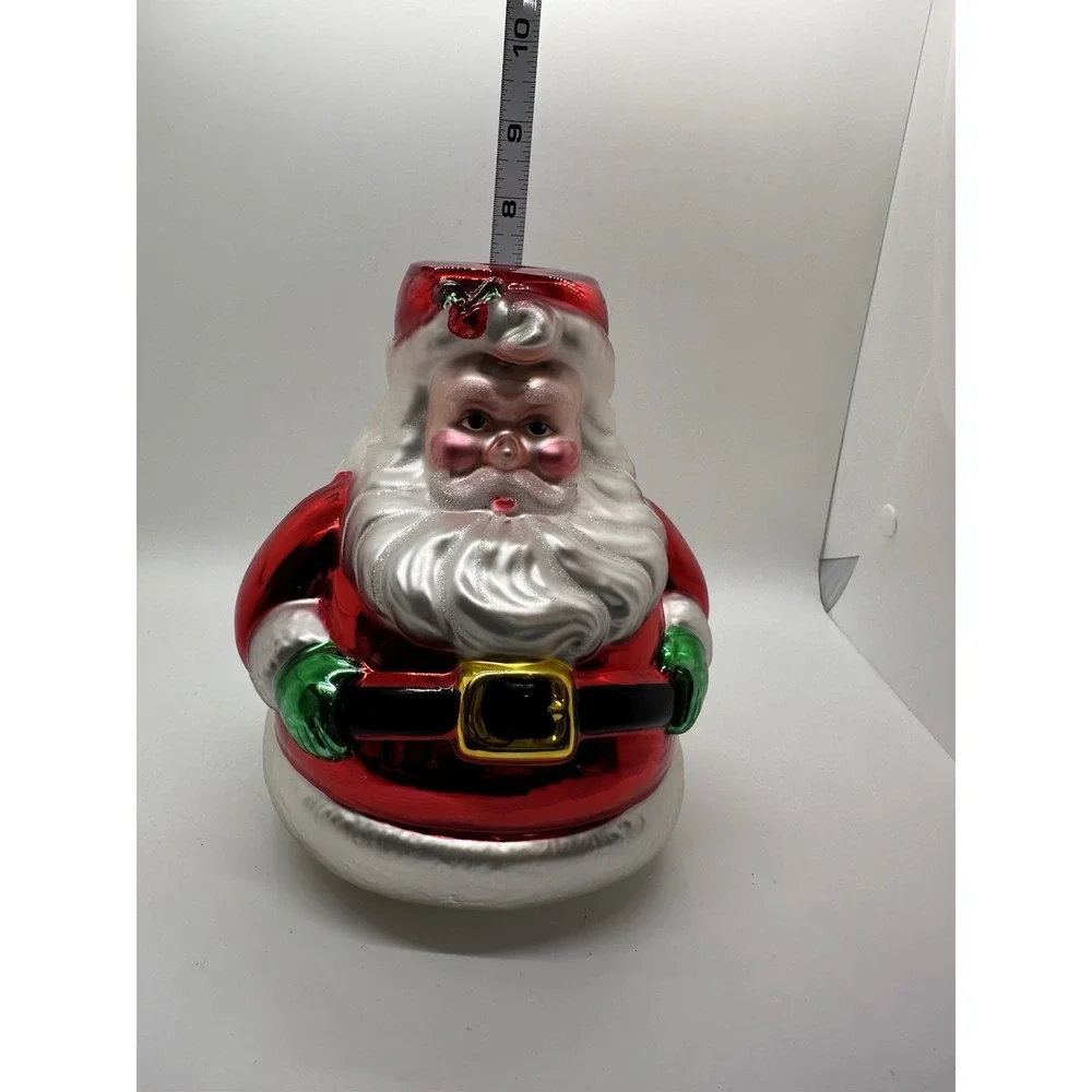 Dept 56 Handblown Mercury Glass Santa‎ Candle Holder Two Sided 7.5